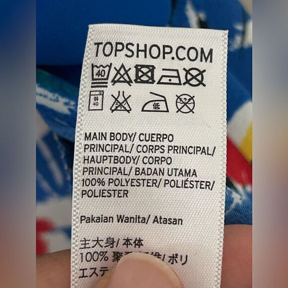 Top Shop Floral Blue Wrap Dress - Picture 14 of 15